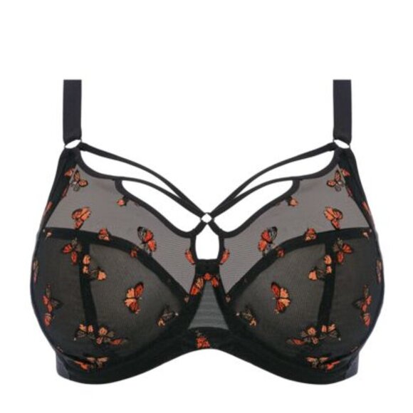 40DD- NWT Elomi Sachi Plunge Sexy Strappy Underwire Bra in Black‎ Butterfly - Picture 1 of 9